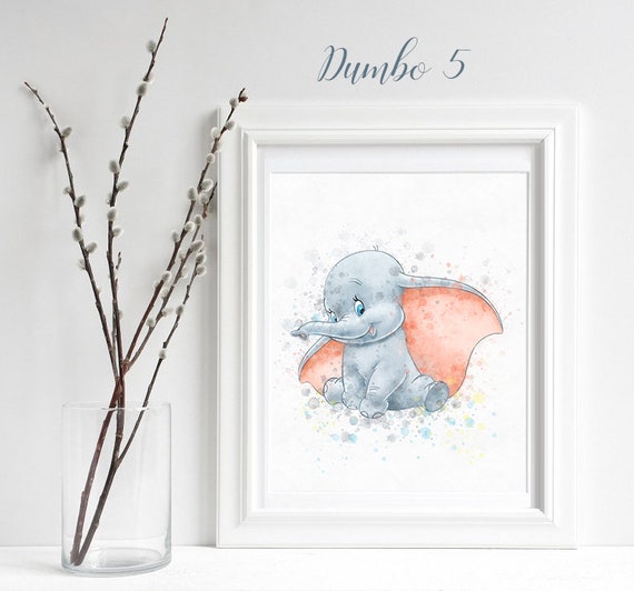 Dumbo 5 Watercolor Printable Download Dumbo Poster Disney Wall Art Decor Dumbo Baby Wall Art Print Newborn Nursery Boy Girl Decor Elephant