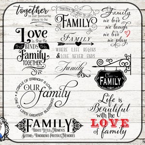 FAMIGLIA: Sovrapposizione Clip Art Digital Stamp Word Art Quotes for Scrapbooking or Photo overlays, Ai & PSD, 34 PNG - black white gold Photography