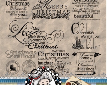 Christmas 3 - Word Art, Clipart, Sentiments, Digital Stamp, Digi, Overlay, Printable, Instant Download ID:NV-WA0042 By Nana Vic