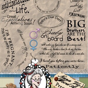 Pregnancy - Word Art, Clipart, Sentiments, Digital Stamp, Digi, Overlay, Printable, Instant Download ID:NV-WA0022 By Nana Vic