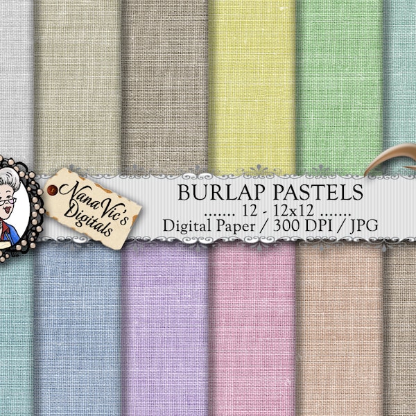 Burlap Pastels Digital Paper, natural linen / jute, Scrapbooking, Printable, photography, backgrounds,  burlap texture overlay