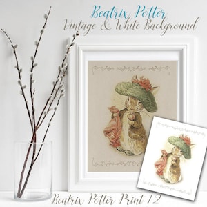 Beatrix Potter Nursery Print 12, Benjamin Bunny, Playroom / Nursery Decor, Beatrix Potter Art, Beatrix Potter Print, Baby Shower, Rabbit Art