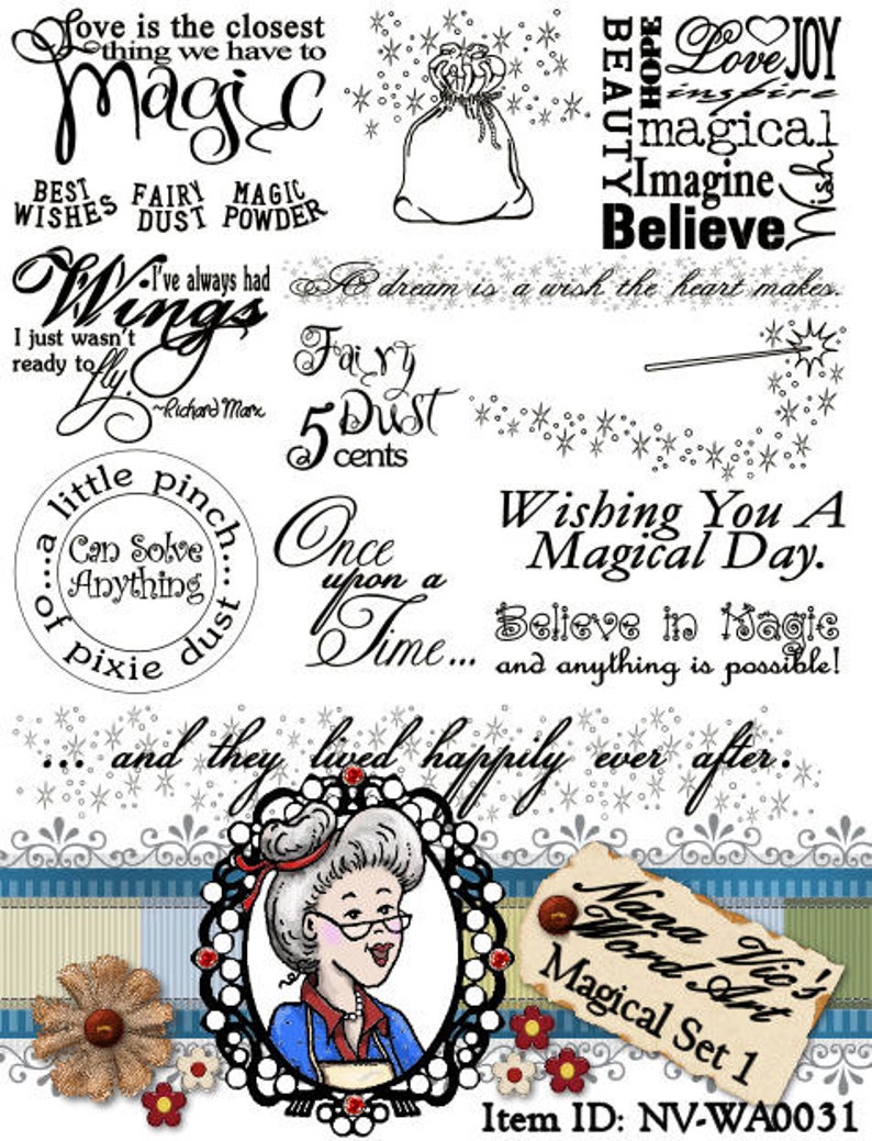 Magic Fairy Word Art Sentiments, Photography Overlay, Instant Download ...