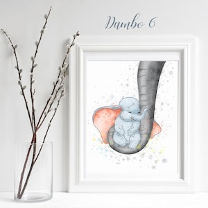 Dumbo #6 with Mum's Trunk Printable Download Dumbo Poster Wall Art Decor Dumbo Baby Wall Art Print Newborn Nursery Baby cute elephant