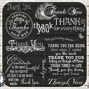 Thank You Overlays / Clip Art / Digital Stamp / Word Art / Scrapbooking / Photography / Quotes / PSD  / 34 PNG - black / white / chalk