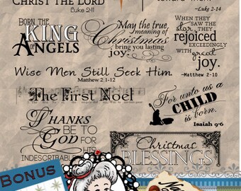 Christmas 4 - Word Art, Clipart, Sentiments, Digital Stamp, Digi, Photography Overlay, Printable, Instant Download ID:NV-WA0043 By Nana Vic