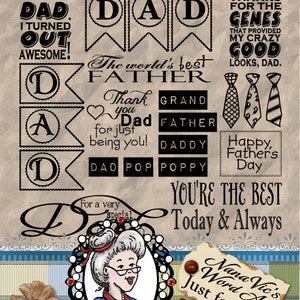 Just for Dad / Male / Men /  Word Art, Clipart, Sentiments, Digital Stamp, Digi, Photography Overlay, Printable. ID:NV-WA0062