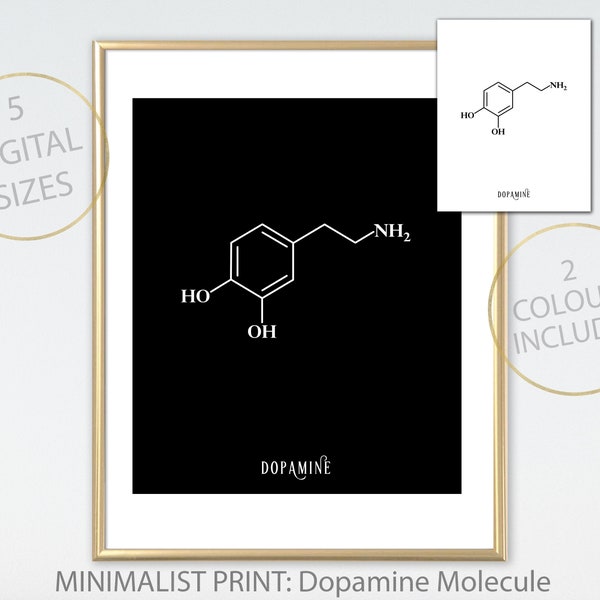 Dopamine Molecule Print, Love Molecule Printable, Chemistry Molecule Print, Dopamine Science Wall Art, Dopamine Minimalist Print, Nerdy Gift