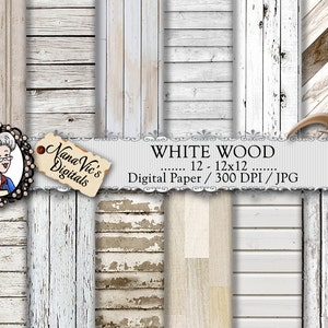 White Wood photo backgrounds, wood texture, Scrapbooking digital paper Printable, photography wood back drops, 12 H Res 300 DPI