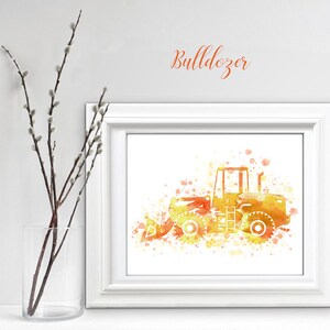 Bulldozer Print, Boys Construction Print: Bulldozer, Kids Wall Art, Playroom Print, Transportation Nursery Decor, Transport Print, Machinery