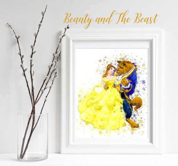 Disney Princess Room Decor Printable Belle Watercolor Wall Art Princess Print Belle Picture Belle Art Beauty and the Beast Wall Art