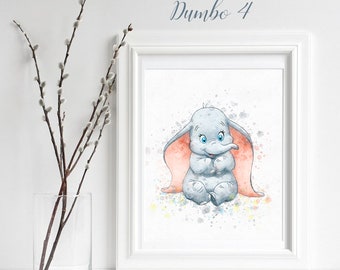 Dumbo #4 Watercolor Printable Download Dumbo Poster Wall Art Decor Cute Baby Elephant Wall Art Print Newborn Nursery Boy Girl Decor elephant