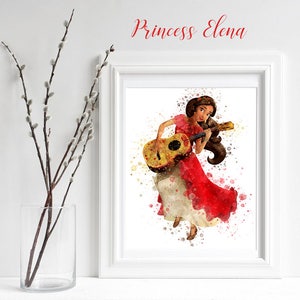 Princess Elena of Avalor, Elena Print 1 Watercolor, Elena Girls Room Decor Avalor Movie Poster, Wall Art Digital Print Elena