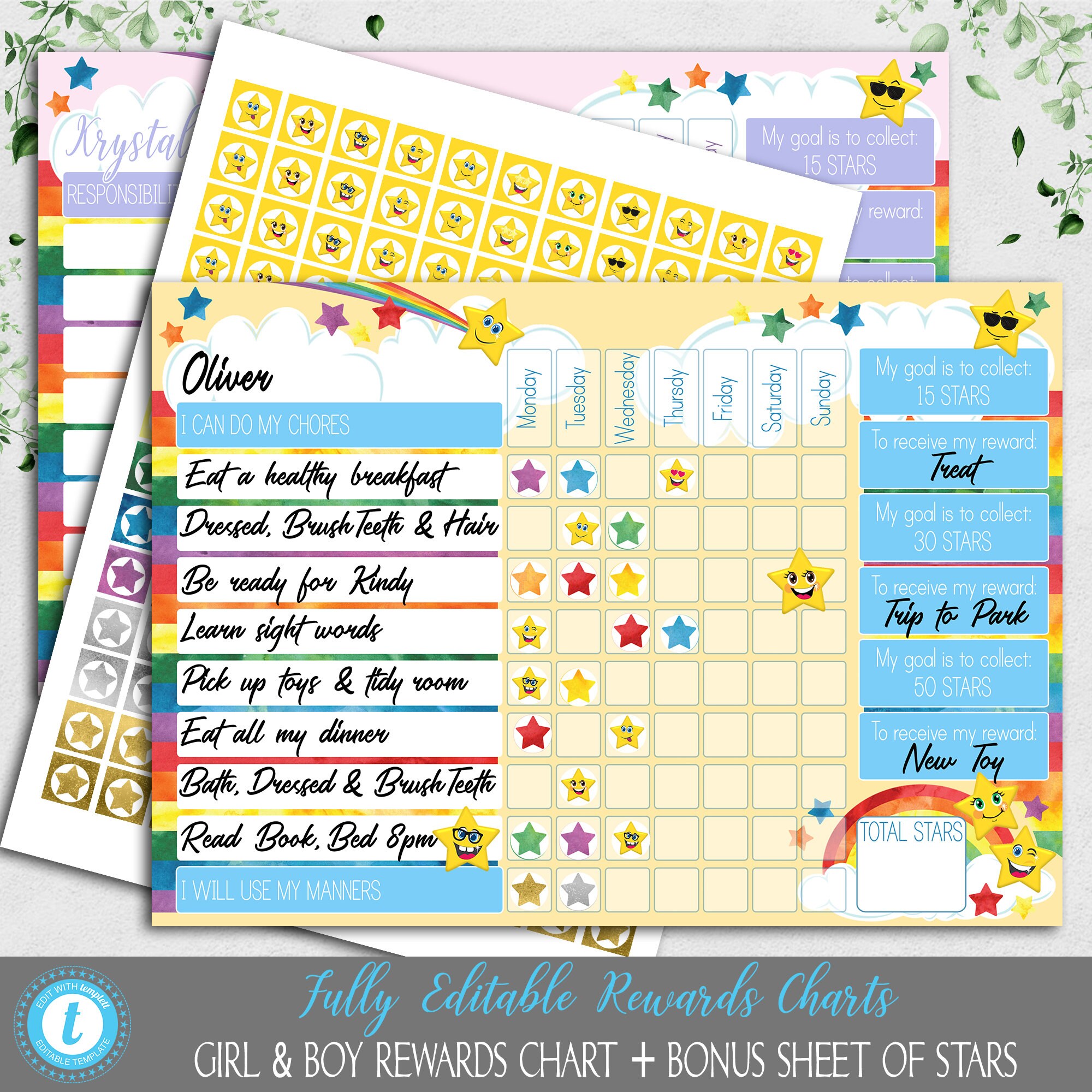 Kid's Star Chart Chores List Positive Behaviour Chart - Etsy Australia