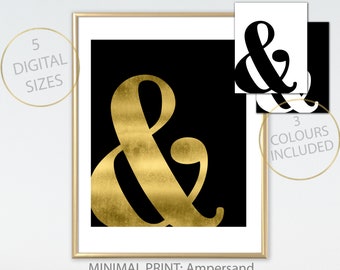 Minimal Print: Ampersand, Word Prints, Inspirational Wall Art, Ampersand Wall Sign, Home Decor, Typography, Black and White Art, Ampersand