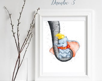 Dumbo #3 Kinderzimmer Druck, Dumbo Poster Dumbo Wandkunst, Dekor Dumbo, Baby Wandkunst, Druck Neugeborene Druck Jungen/Mädchen Dekor, Elefantenrüssel
