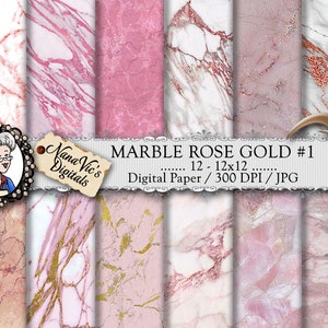 Marble Digital Paper, rose / pink marble with gold veins, marble textures, marble backgrounds,  Printable, photography, marble back drops