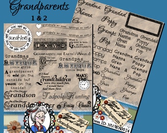 Grandparents Word Art Sentiments Digital Stamps Digi Photography Overlay Instant Download ID:NV-WA0024 By Nana Vic