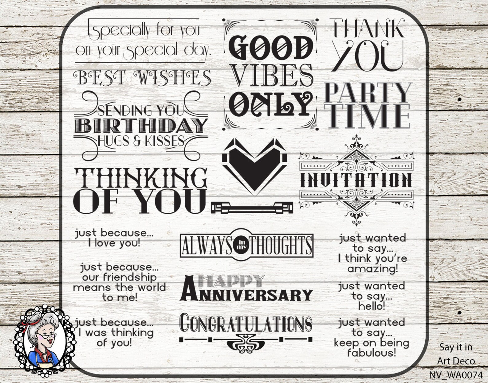 Art Deco Word Art Say It With Art Deco Sentiments Digital Etsy