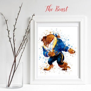 Beauty and the Beast Watercolor, The Beast Prince watercolour, The Prince Nursery Wall Art, Digital Print, Princess Belle instant download