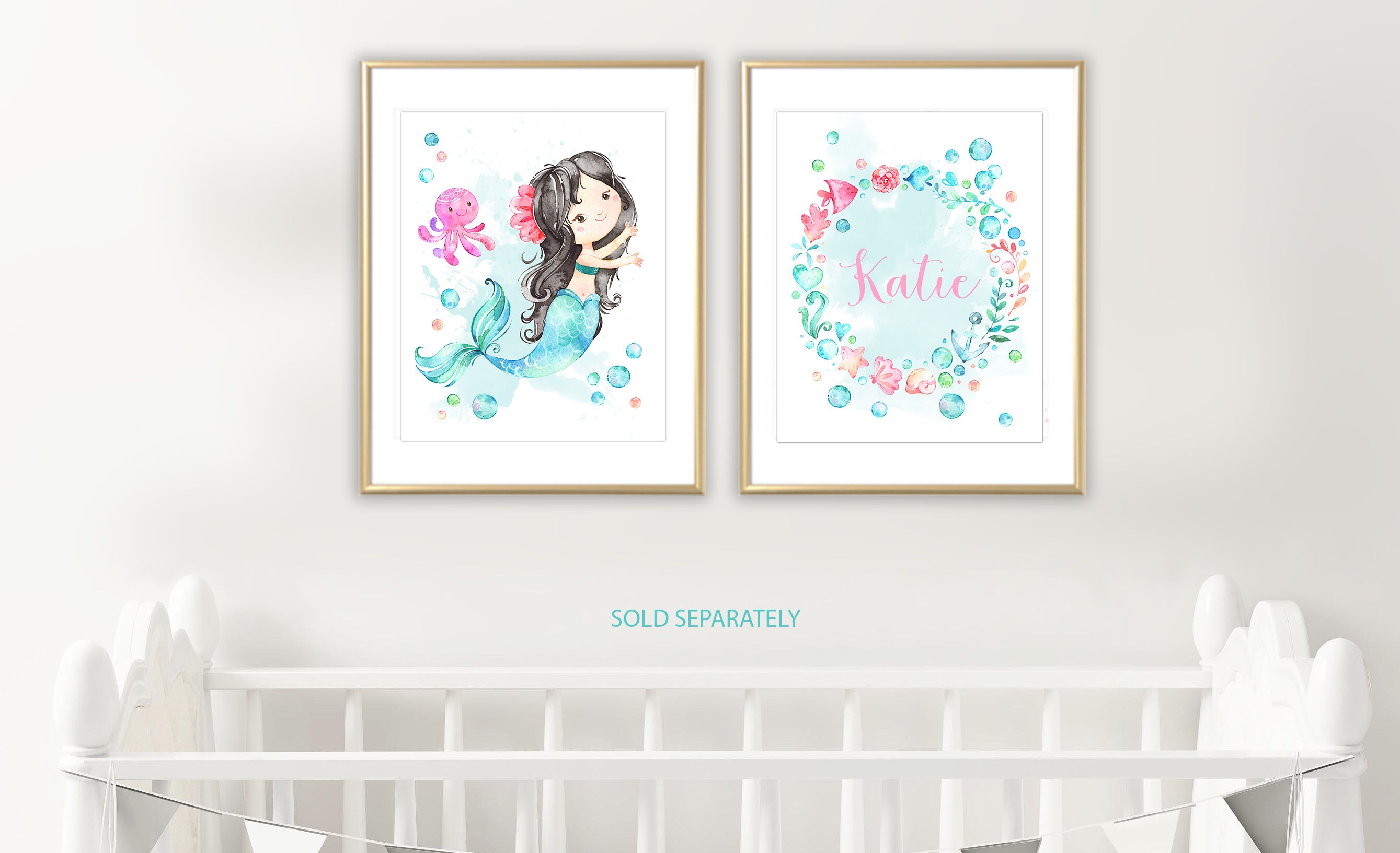 Mermaid Nursery Print Mermaid Bathroom Decor Mermaid Wall | Etsy
