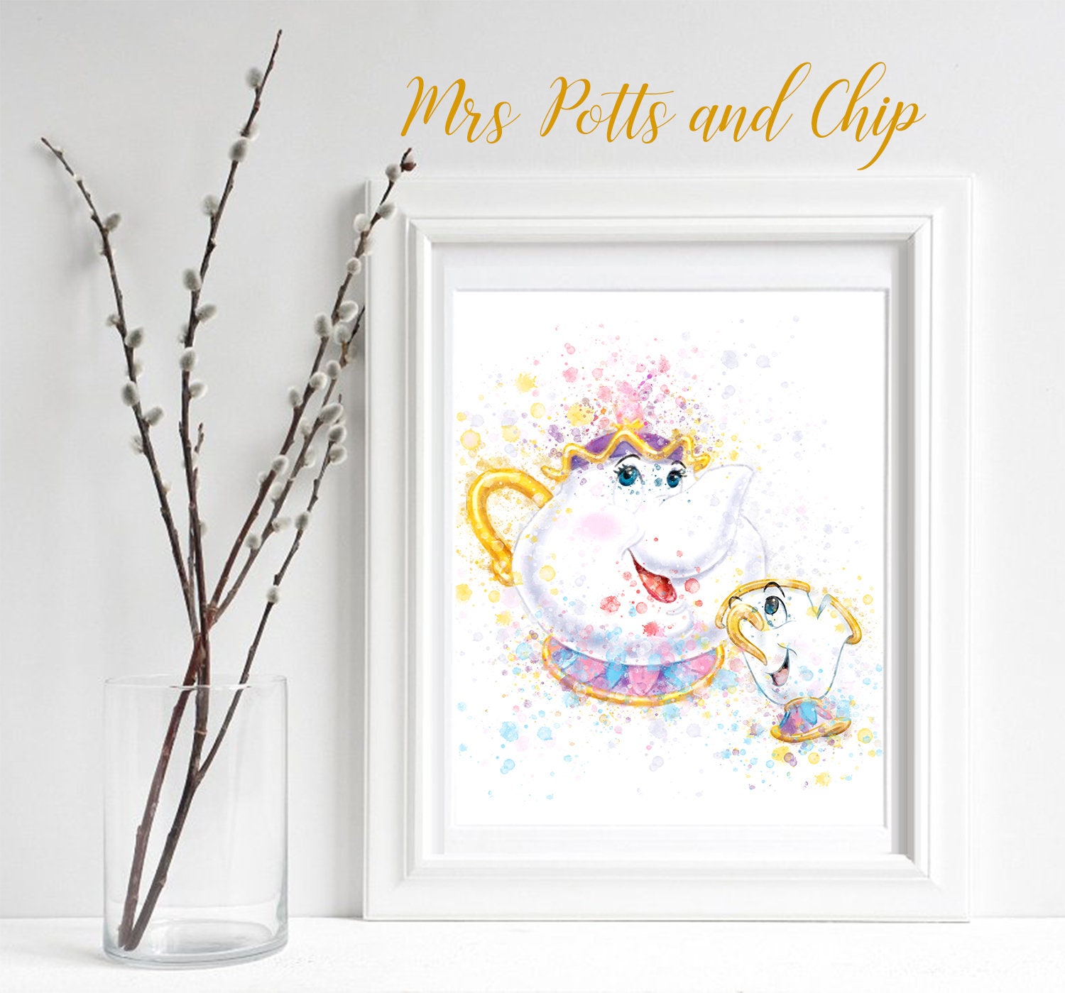 Mrs Potts And Chip Beauty And The Beast Watercolor Disney Etsy