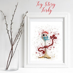 Toy Story Nursery Print, Forky print, Toy Story 4 decor print, woody watercolor art, child&#39;s wall art print, toy story poster