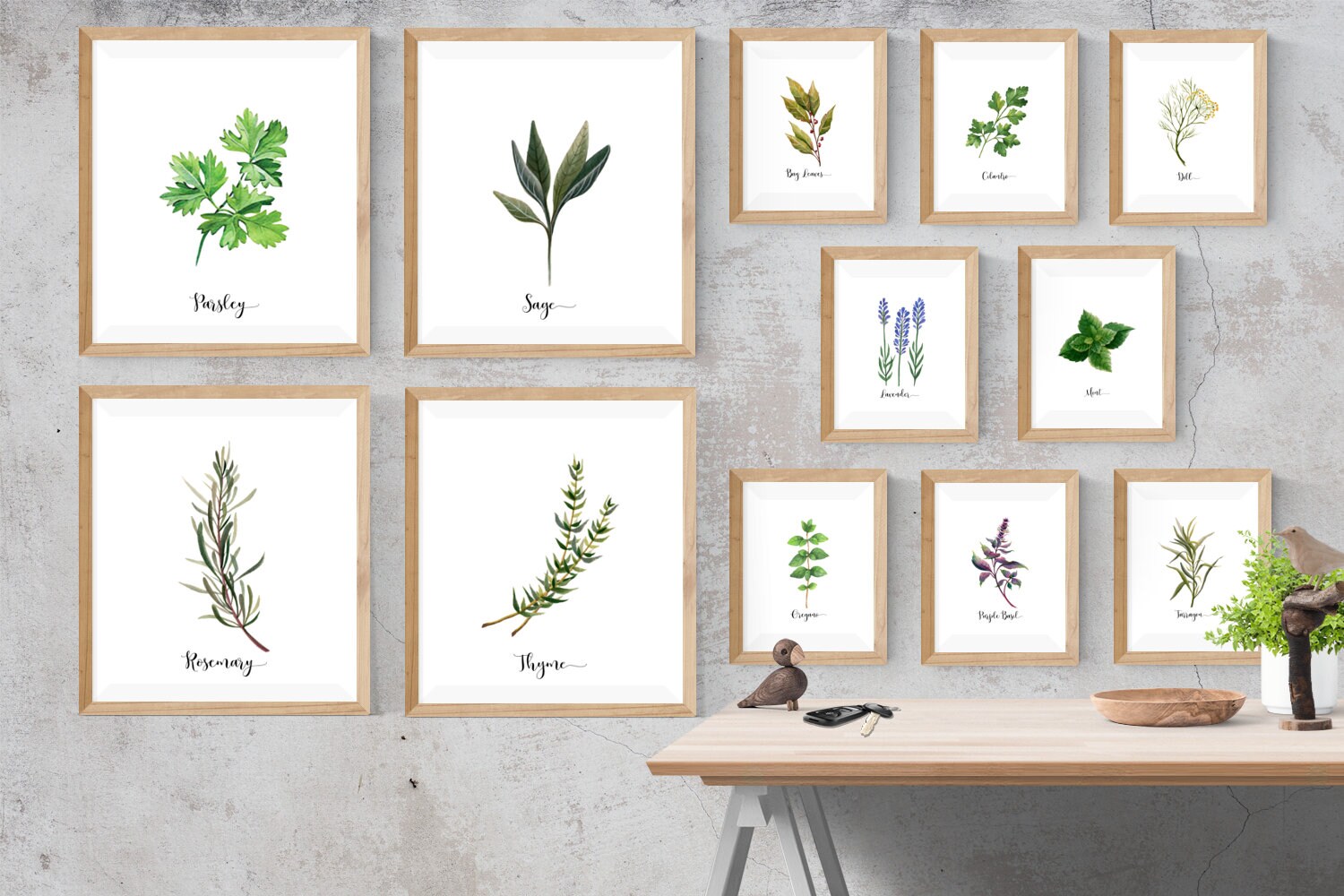 Herb Prints · Set of 12 · Botanical Print · Kitchen Decor · Herb Wall ...