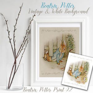 Beatrix Potter Nursery Print 02, Peter Rabbit gate, Playroom / Nursery Decor, Beatrix Potter Art, Beatrix Potter Print, Gift for baby