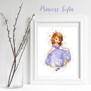 SOFIA THE FIRST, Princess Sofia The First, Sofia Print, Princess Print, sublimation Sofia Print, Sofia Watercolor, Nursery, Digital Print