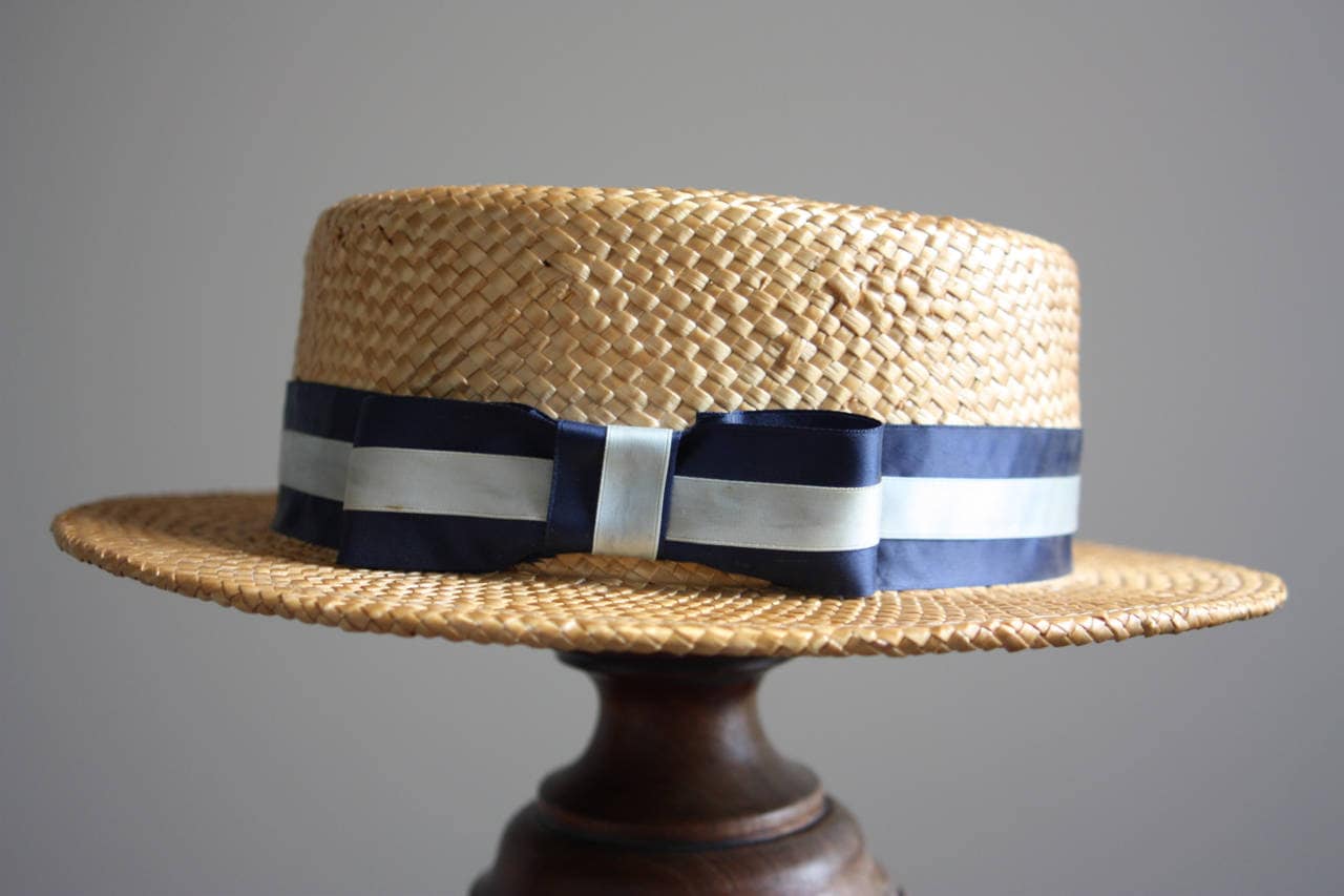 A Vintage Straw Boater, Made by J Shapely Hats of Cambridge