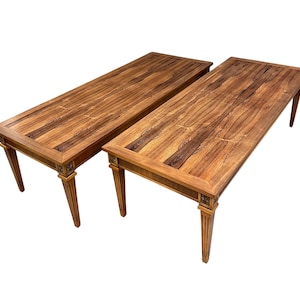 Pair of Mid-Century Neoclassical Style Tables with Rosewood Tops and Fluted Legs