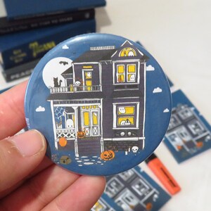 Haunted House 58mm Large Pin Illustration Pinback Button image 3