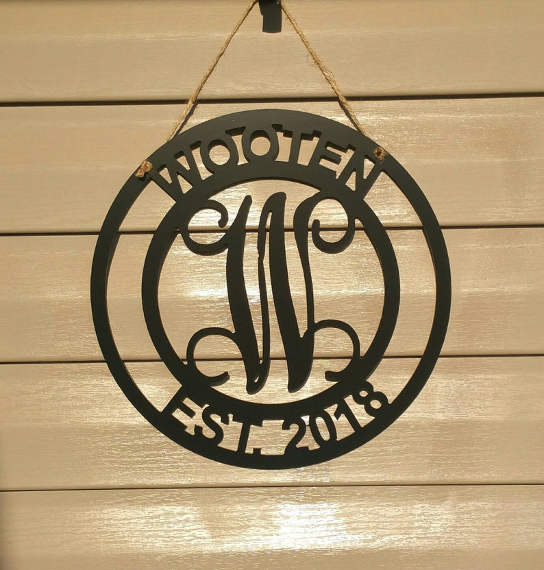 Single Initial W/last Name Door Hanger / Initial Door Wreath / Etsy