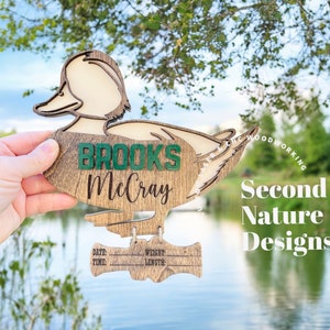 Baby Boy Duck Birth Stats Sign / Nursery Announcement / Newborn Pic Hospital Sign / Wood Birth Sign / Baby Sign Mallard Duck Head
