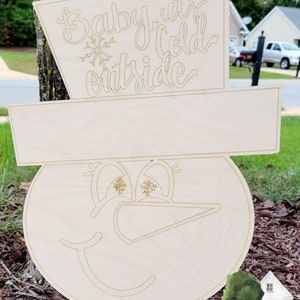 UNFINISHED Snowman Blank / Snowman Wood Blank/ Unpainted Christmas Door Hanger / Winter Blanks