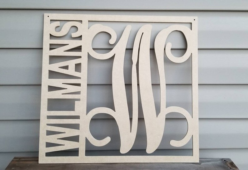 UNFINISHED MDF Square Initial Door Hanger / Initial Door Etsy