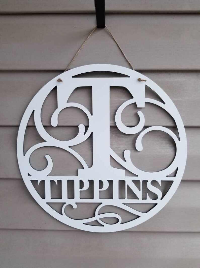 Monogram Wall Sign Wooden Name Sign Last Name Sign Flourish Monogram Sign Wedding Sign