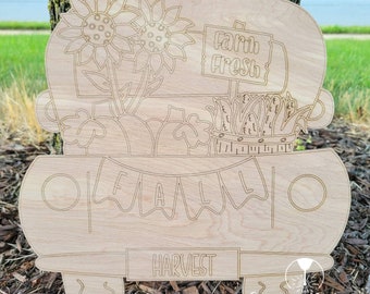 UNFINISHED Pumpkin Truck Blank / Old Truck Wood Blank/ Unpainted Fall Truck with Pumpkin Door Hanger Cutout