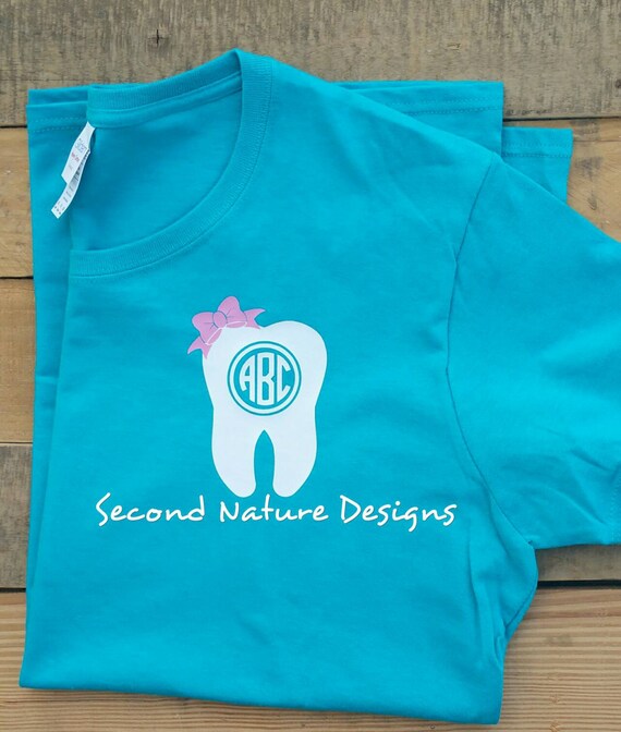 Monogrammed Tooth TShirt / Women's Dental Hygienist Etsy