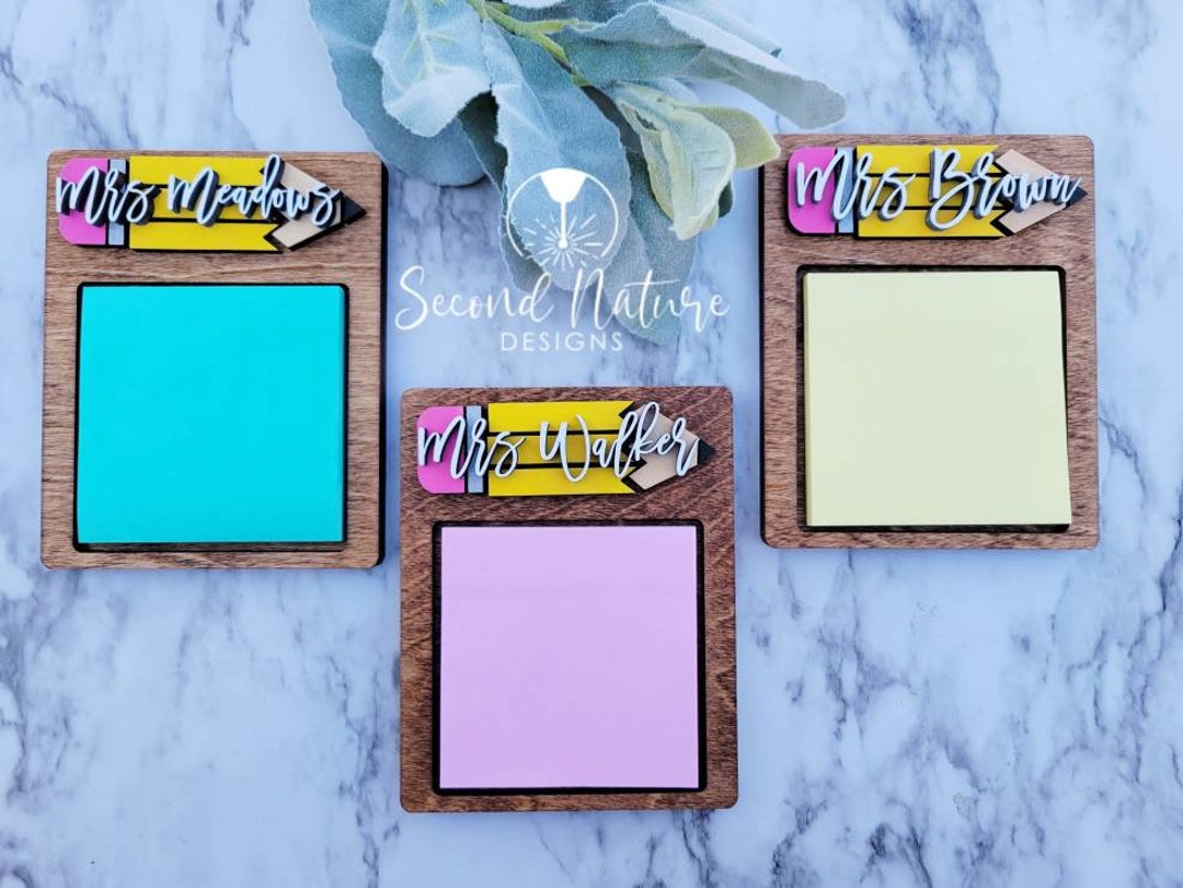 Personalized Teacher Sticky Note Holder / Teacher Appreciation Etsy
