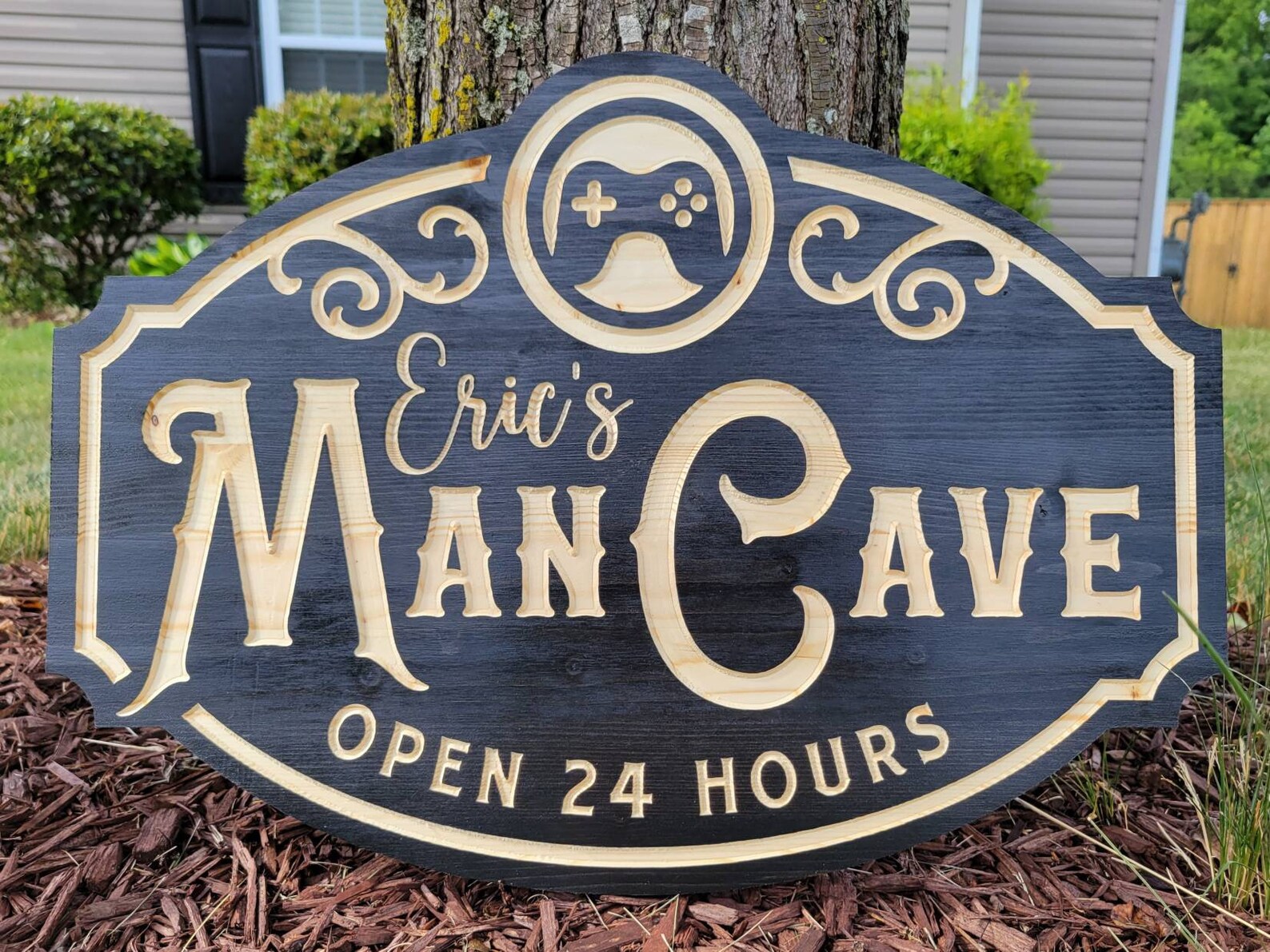 Personalized Man Cave Sign / Wooden Engraved Man Cave Sign / Etsy