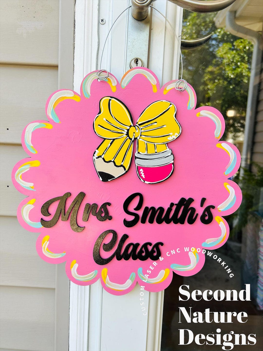 Custom Teacher Door Hanger / Pencil Door Hanger / Personalized Teacher ...