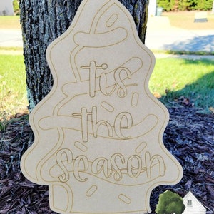 UNFINISHED Christmas Tree Cake Wood Blank / Tree Cake Wood Blank/ Unpainted Christmas Door Hanger / Christmas Wood Shape Cutout
