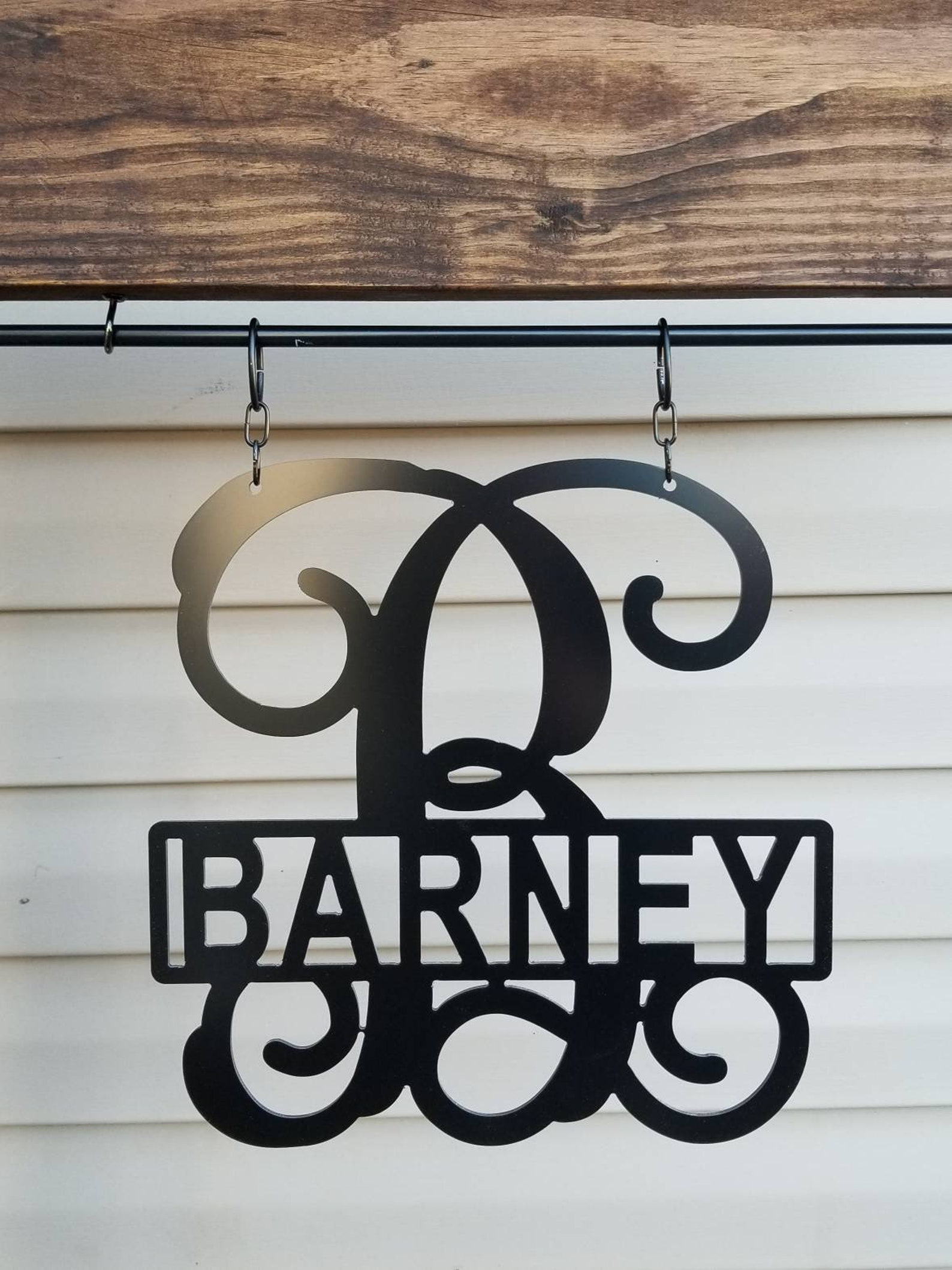 Single Initial w/Last Name Door Hanger or Garden Flag / Etsy