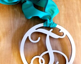 Monogram Rear View Mirror Charm / Monogram Christmas Ornament / Petite Monogram Car Charm