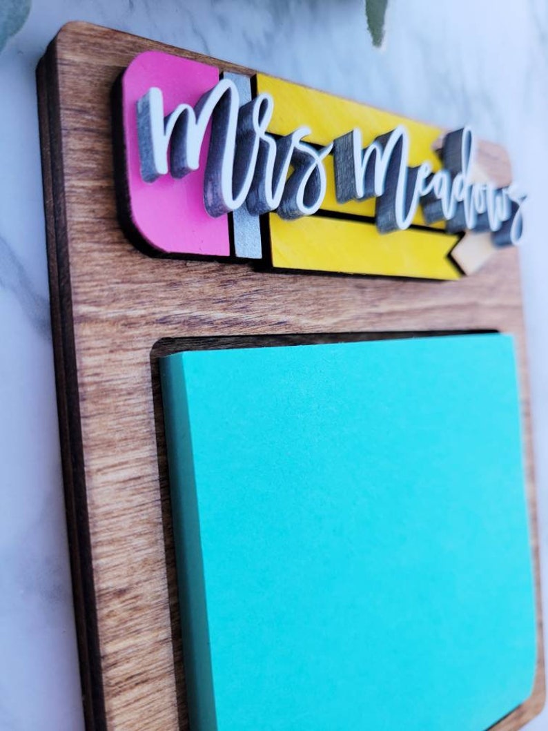 Personalized Teacher Sticky Note Holder / Teacher Appreciation Etsy
