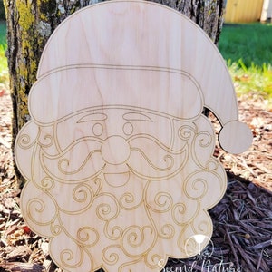 UNFINISHED Santa Blank / Santa Wood Blank/ Unpainted Christmas Door Hanger