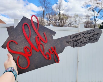 Personalized Wood Realtor Sign / Wooden Real Estate Agent Sign / Realtor Gift / Real Estate Office Sign / Sold By Sign / Home Key Sign