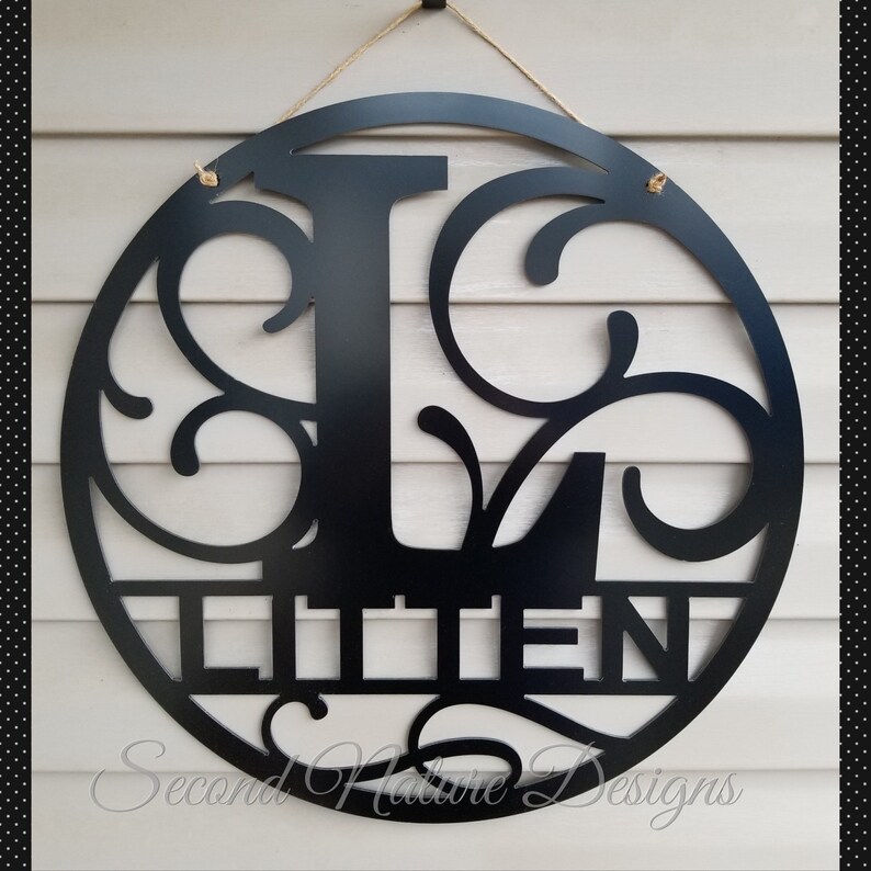 Monogram Wall Sign Wooden Name Sign Last Name Sign Flourish Monogram Sign Wedding Sign